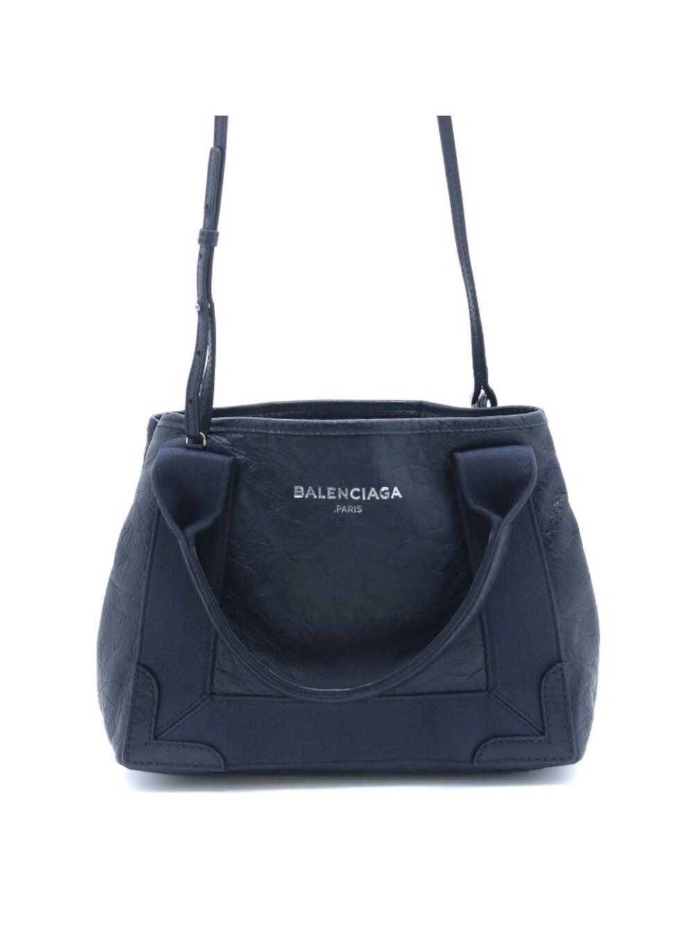 Balenciaga Navy Cabas XS Leather Shoulder Bag Canvas